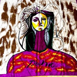 Vibrant Silk Scarf with Graphic Art